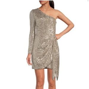 One-Shoulder Silver/Gold Sequin Dress